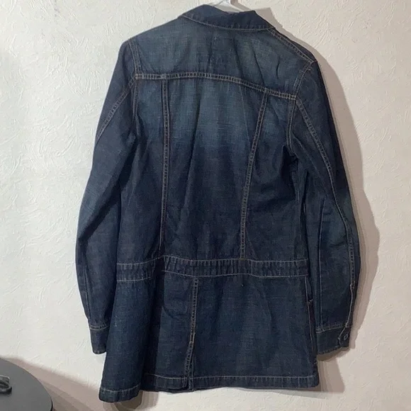 Lucky Brand - Sz M - 100% cotton denim long jacket slit pockets - button closure - Picture 8 of 10
